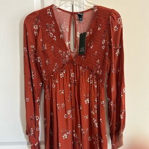 Brand new xsmall Wild Fable rust flower dress with tags